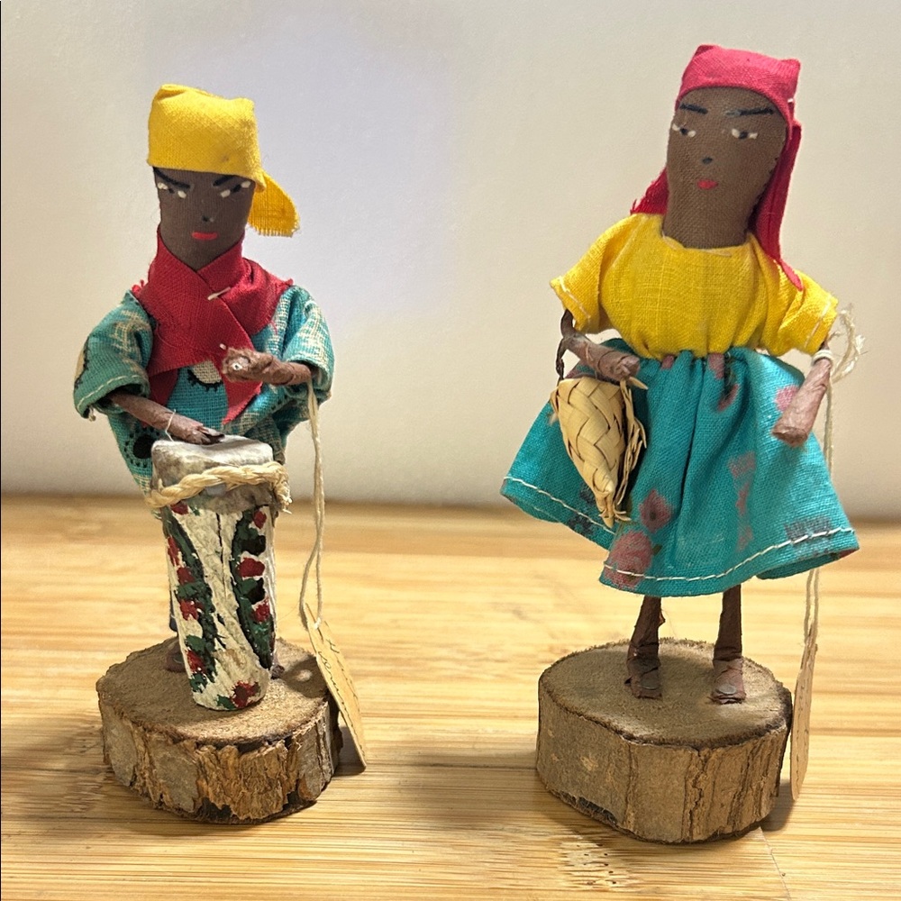 Set of 2 Vintage Hand Made Dolls - Haitian Folk Art
